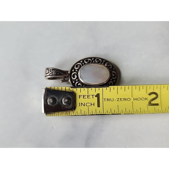 925 Sterling Silver MOP Oval Shaped Pendant Vintage - Picture 9 of 10